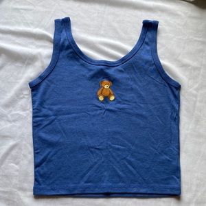 CROPPED TEDDY BEAR BLUE TOP